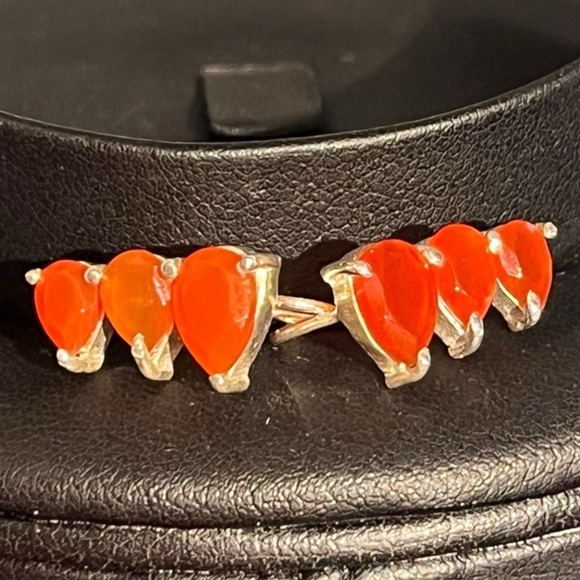 Red Jasper Sterling Silver Climber Earrings - Picture 2 of 4